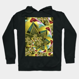 Red Hearts Yellow Spiral Fractal Hoodie